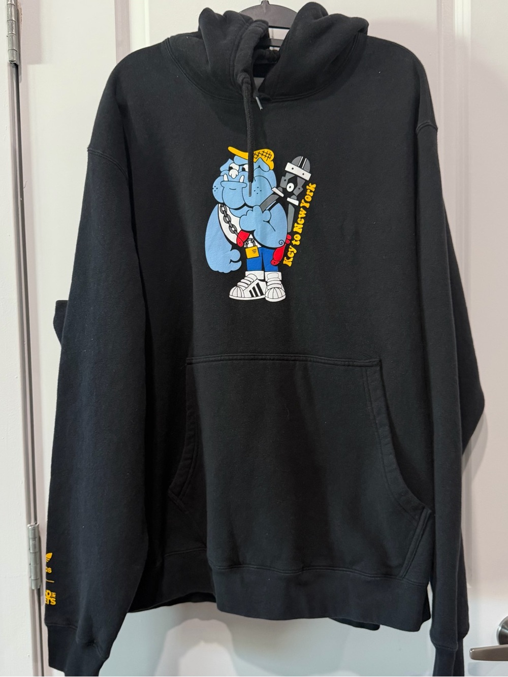 adidas Black Hoodie with Blue Cartoon Graphic